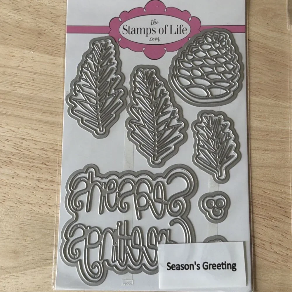 Stamps of Life pine cones 2 stamp + die bundle winter Christmas